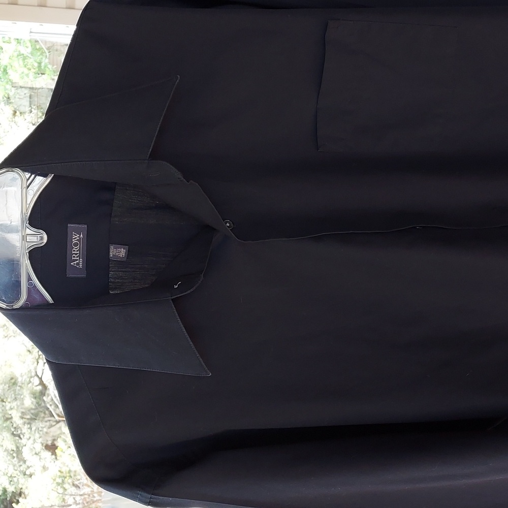 ARROW Dress Shirt  Size 161/2 34/35, Size Large,65% Polyester,  35% Cotton
